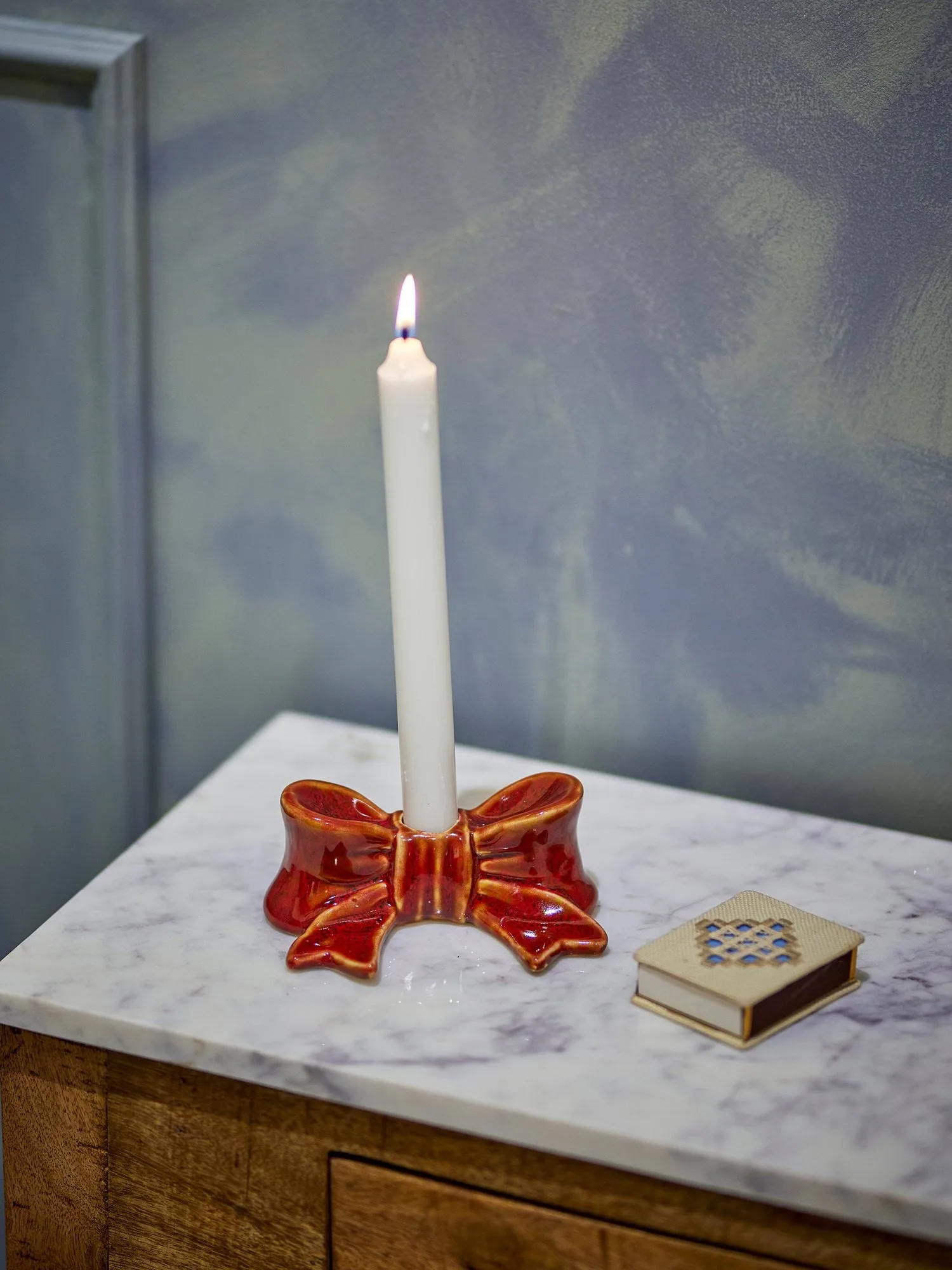 Bow candle holder, Red, 11.5 cm Bloomingville
