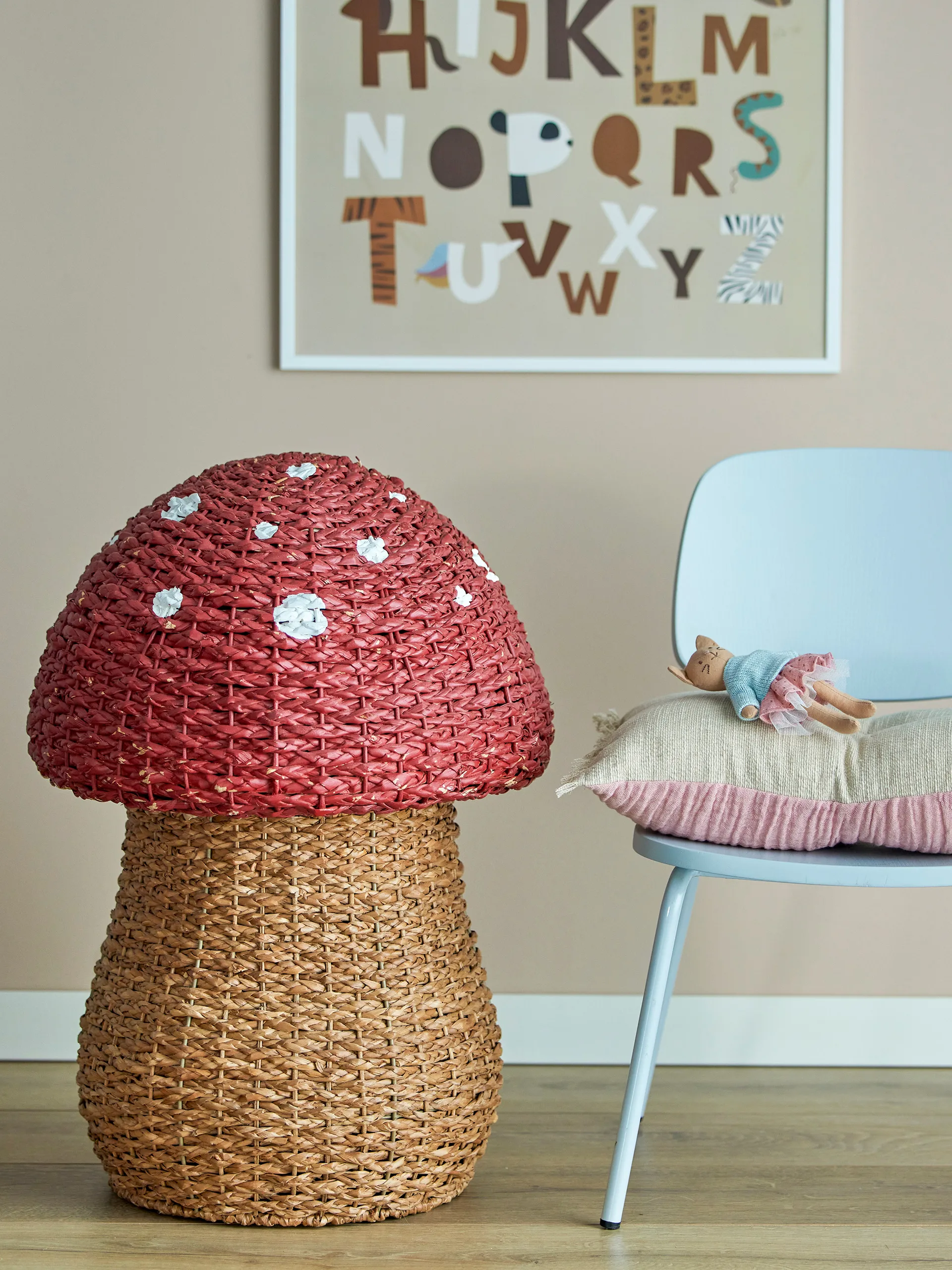 Corintha storage basket with lid Ø43x61 cm, Red Bloomingville