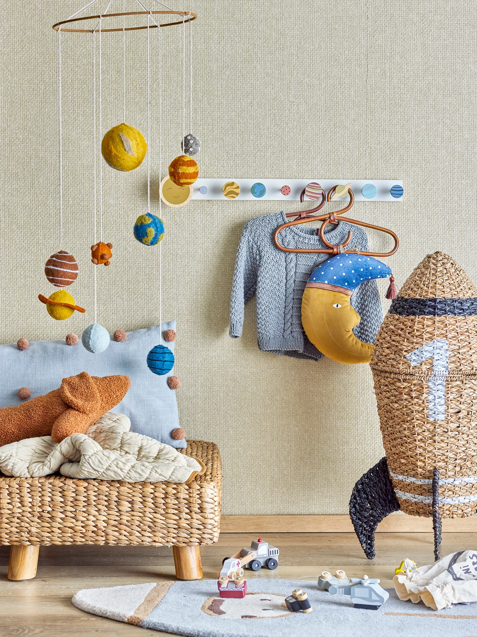 Cosmina storage basket with lid Ø40x68,5 cm, Nature Bloomingville