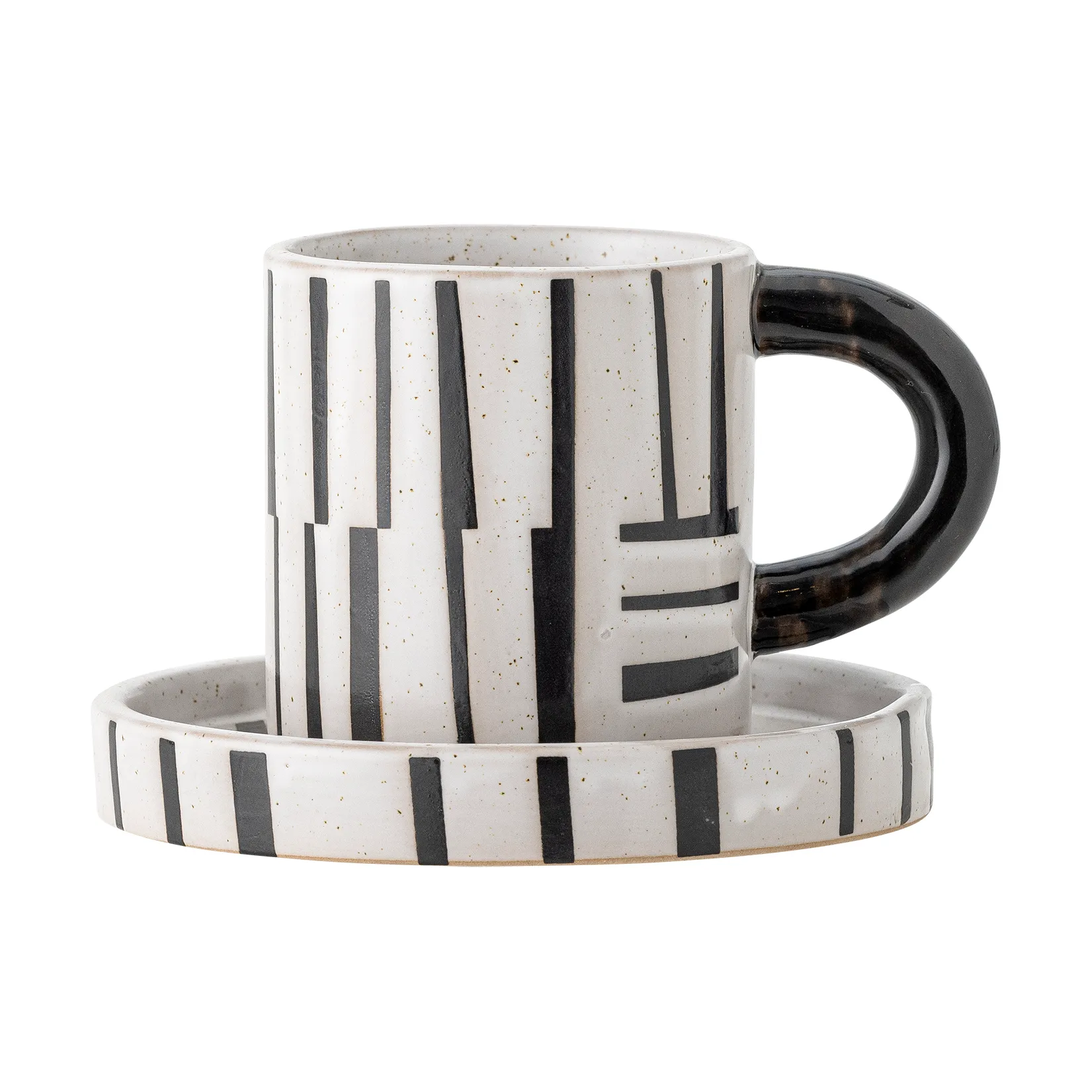 Frankie cup with saucer 30 cl, Black-white Bloomingville