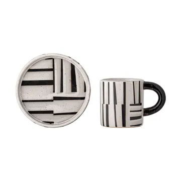 Frankie cup with saucer 30 cl - Black-white - Bloomingville