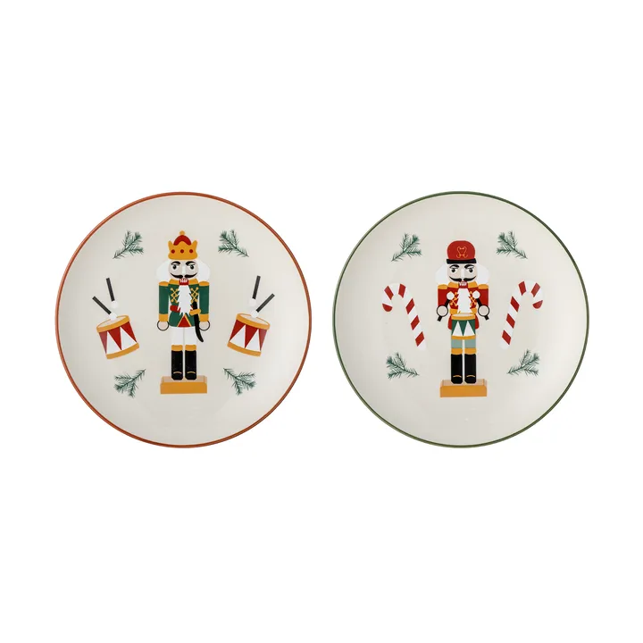 Jolly side plate Ø16 cm 2 pieces - White-red - Bloomingville