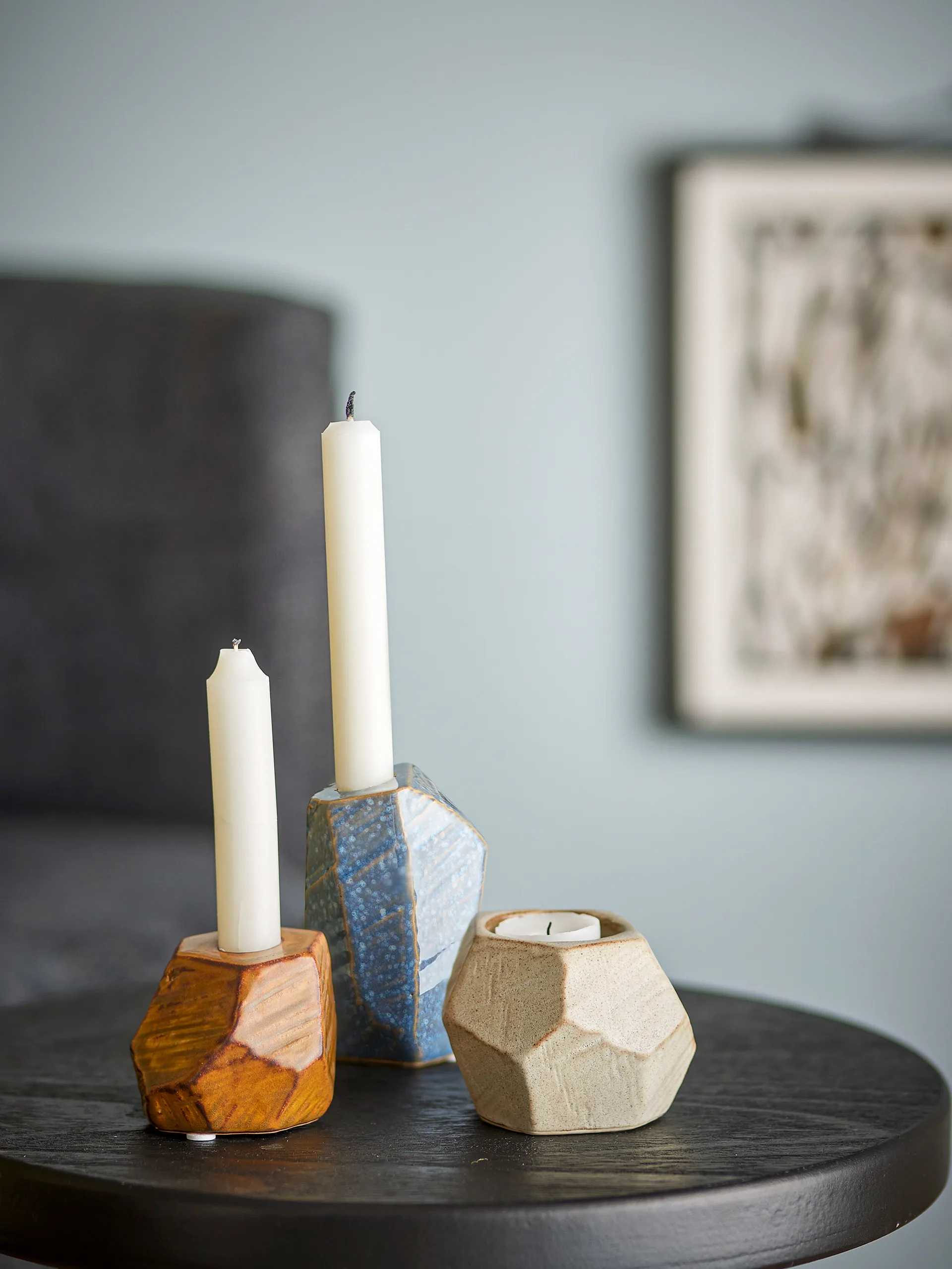 Kimber votive & candleholder 3-piece, Blue Bloomingville