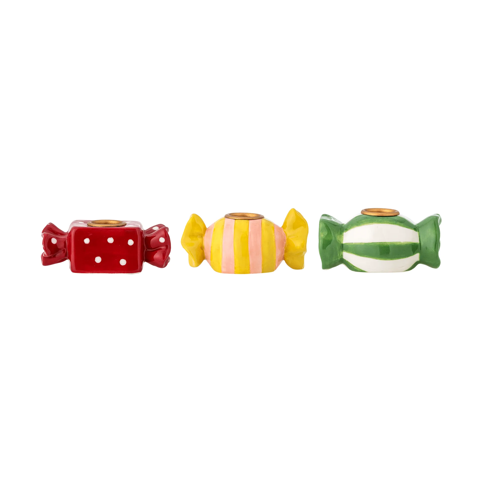 Leiano candleholder, Yellow-red-green, 3 pieces, 10 cm Bloomingville