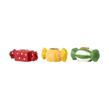 Leiano candleholder - Yellow-red-green, 3 pieces, 10 cm - Bloomingville