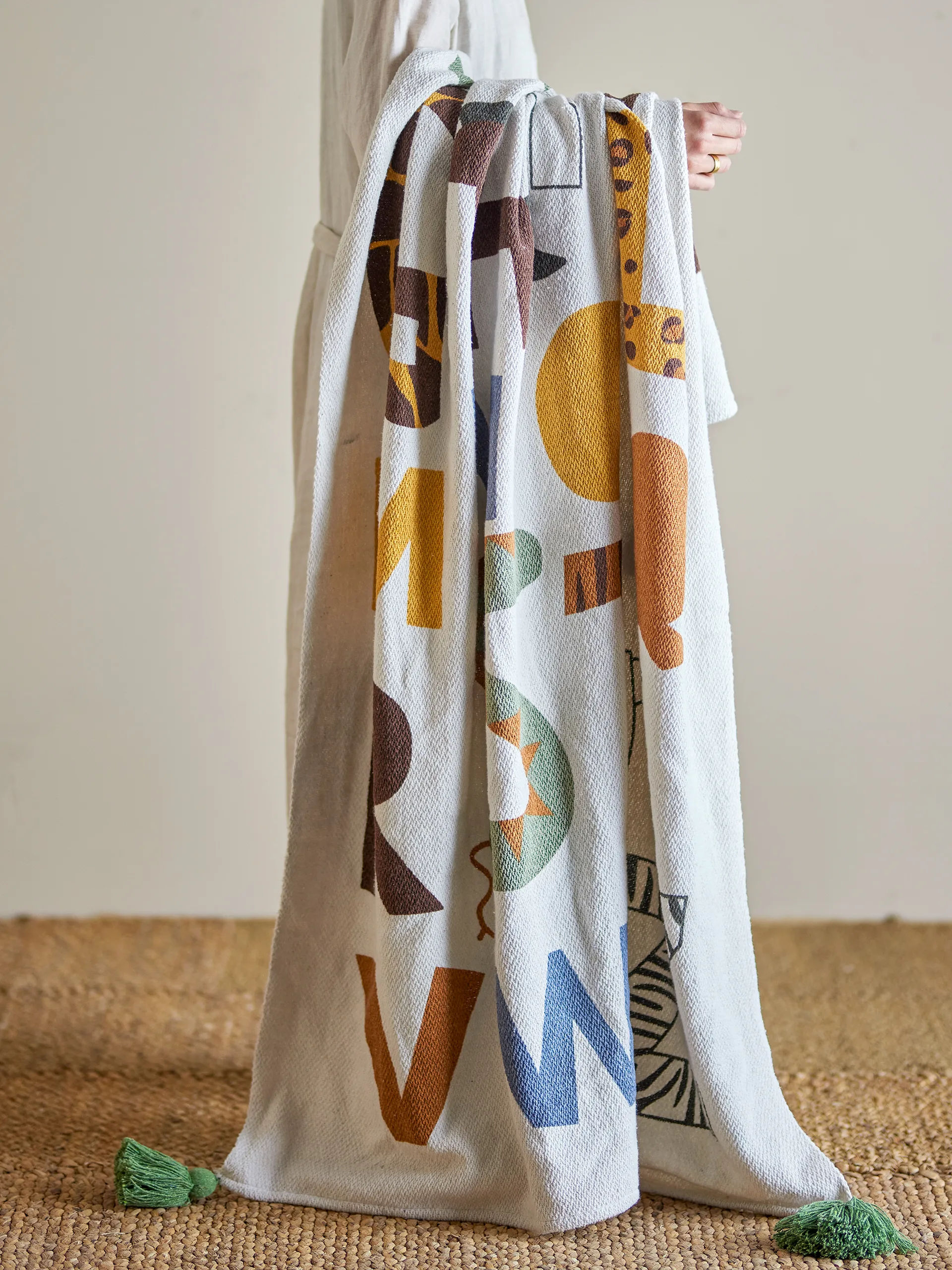 Memmo cotton throw 160x130 cm, Natural Bloomingville