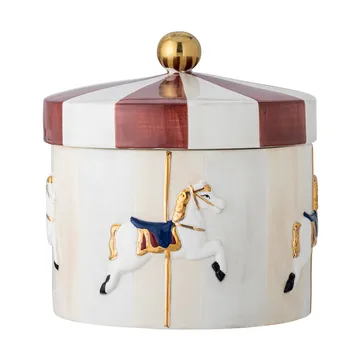 Merry-go-round jar with lid Ø19.5x20.5 cm - Red-white - Bloomingville
