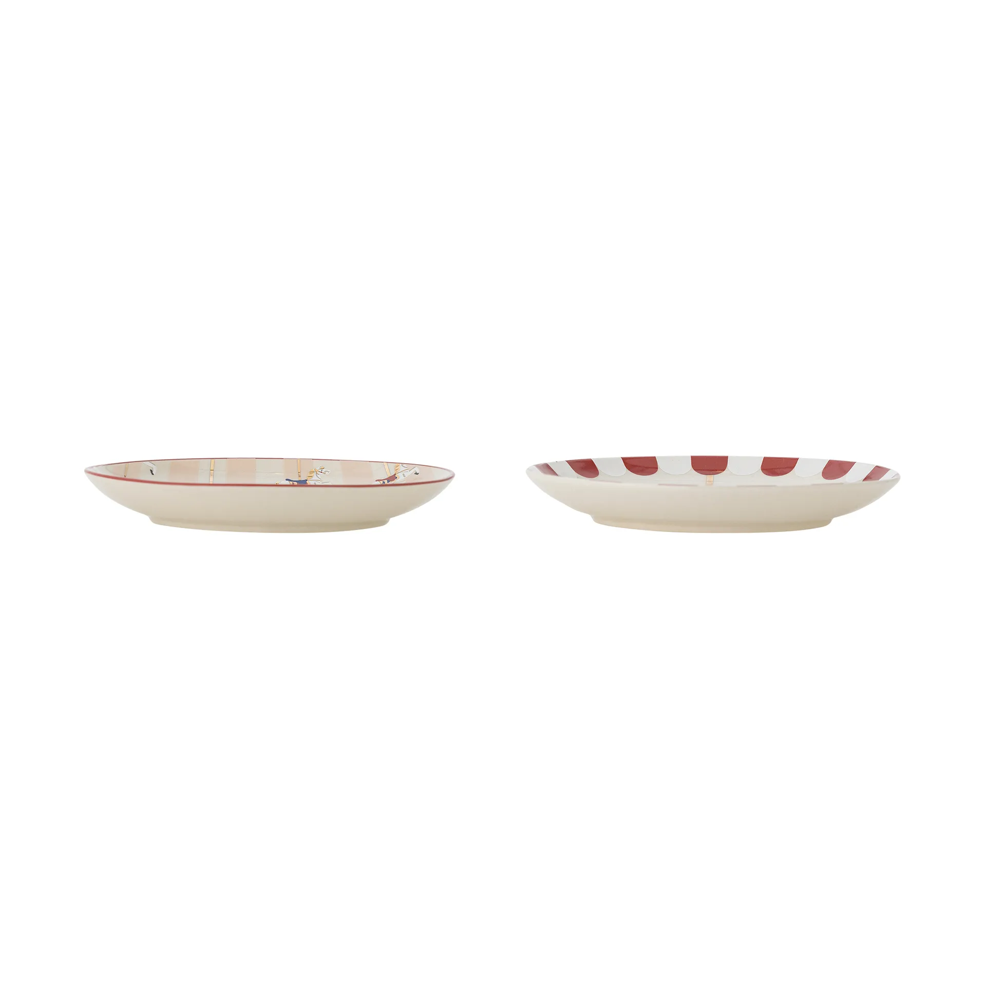 Merry-go-round plate Ø16 cm 2 pieces, Beige-red Bloomingville