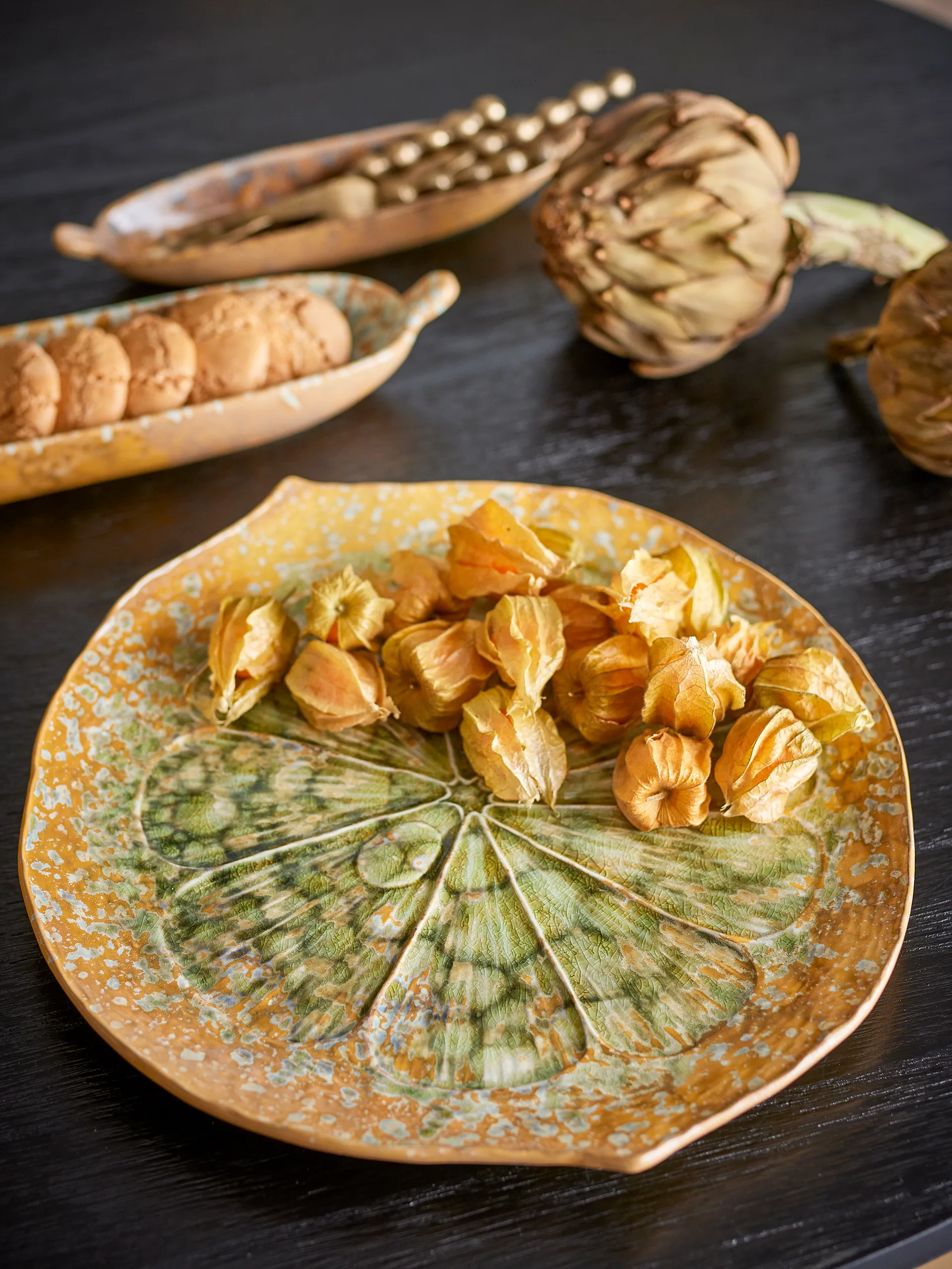 Milani serving platter Ø30 cm, Green Bloomingville