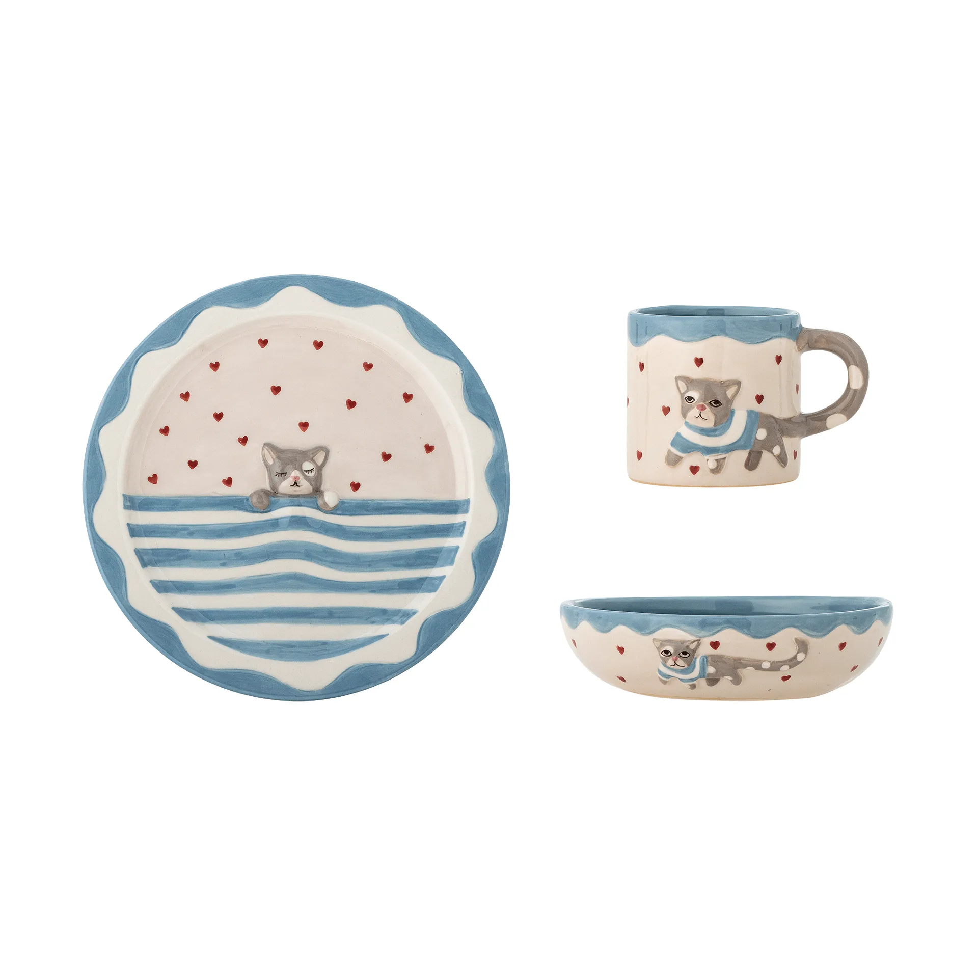 Mille dinner set, Cats, 3 pieces Bloomingville