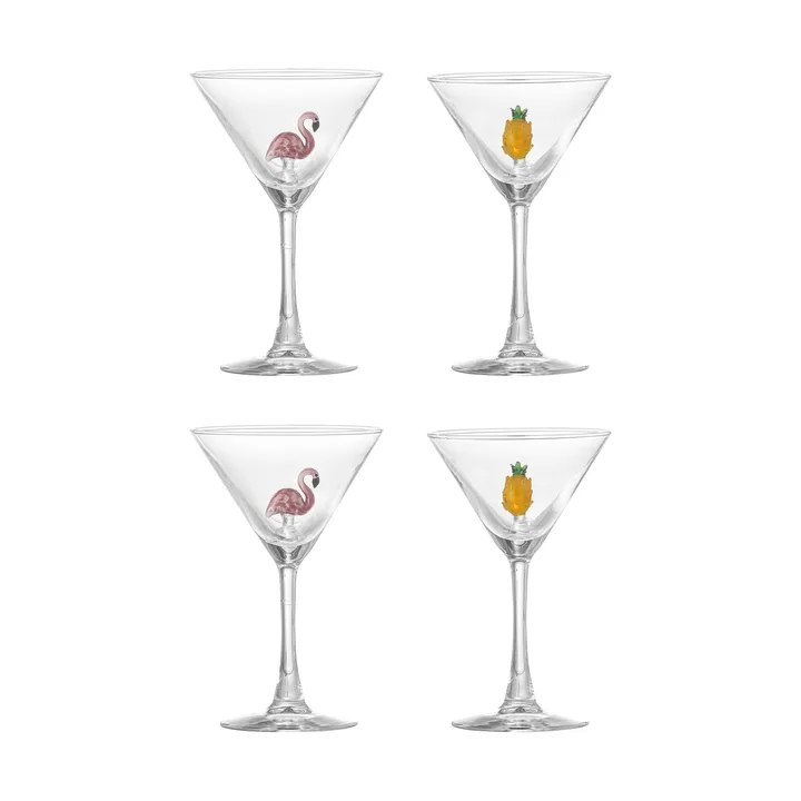 Misa cocktail glass 17 cl 4 pieces - Clear-flamingo, clear-pineapple - Bloomingville