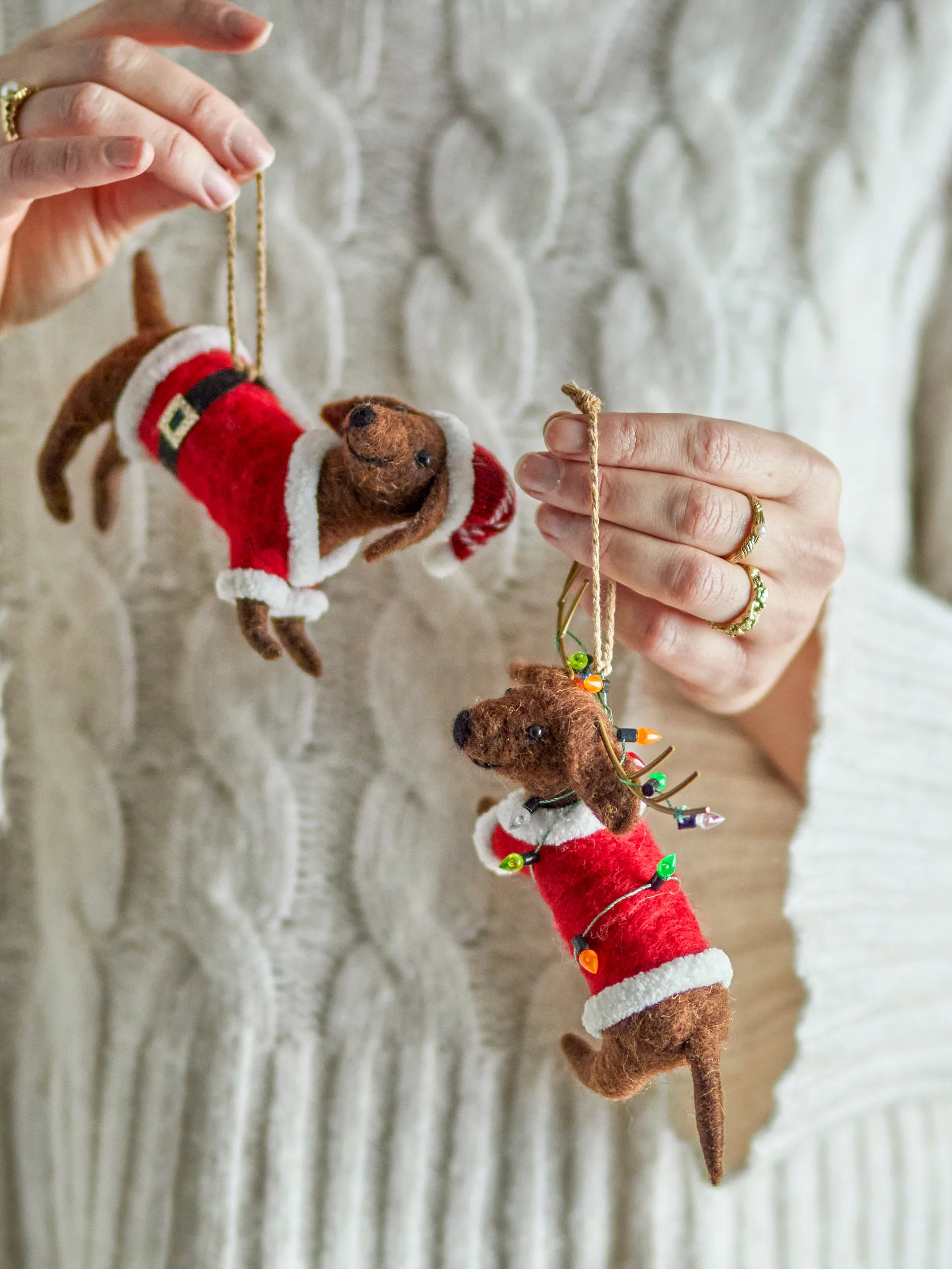 Monty Christmas ornaments, Brown-red, 2 pieces Bloomingville