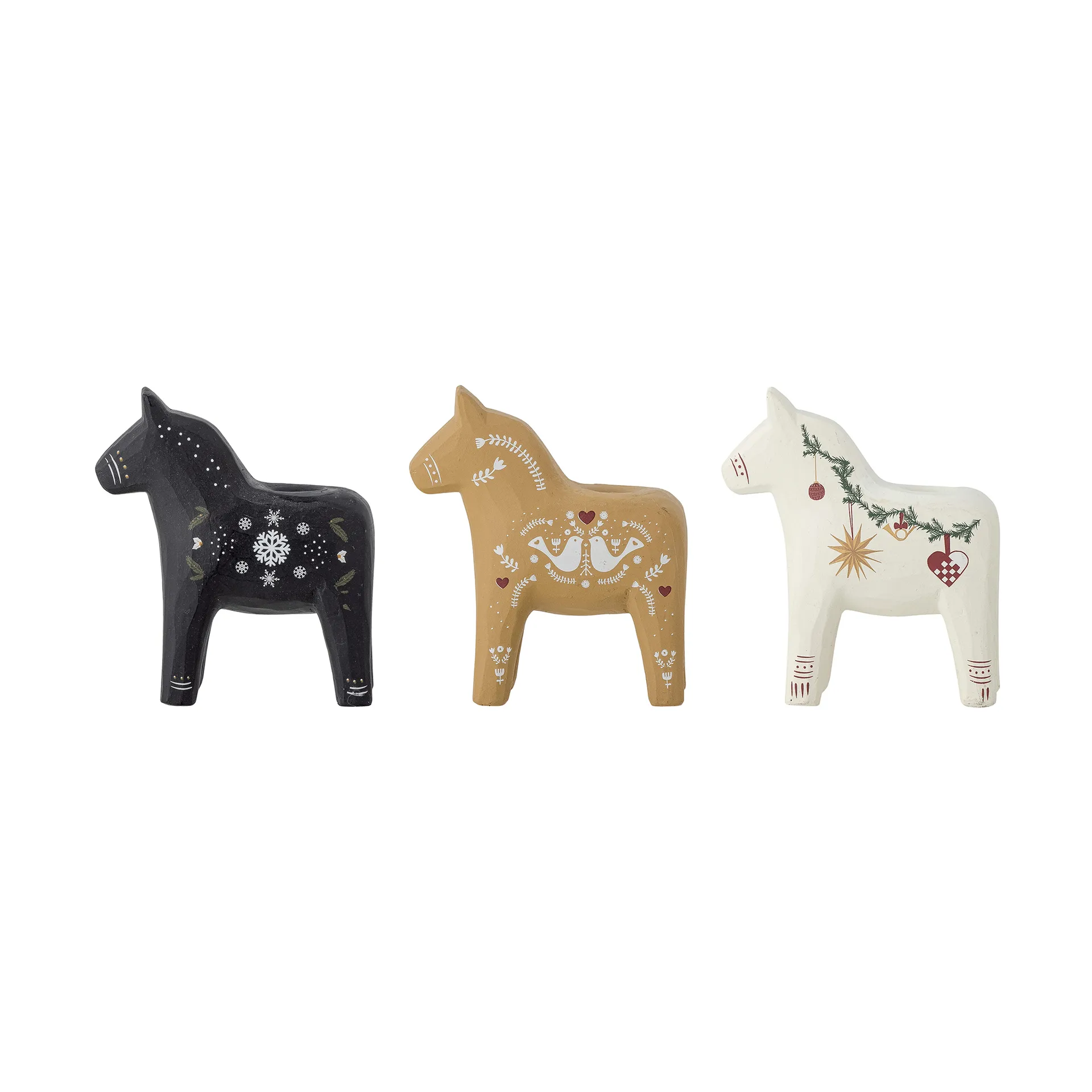 Number candle holder, Black-brown-white, 3 pieces, 10 cm Bloomingville