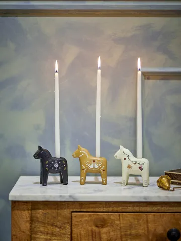 Number candle holder - Black-brown-white, 3 pieces, 10 cm - Bloomingville