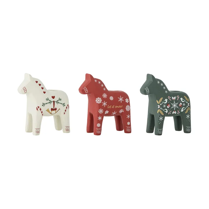 Number candle holder - White-red-green, 3 pieces, 10 cm - Bloomingville