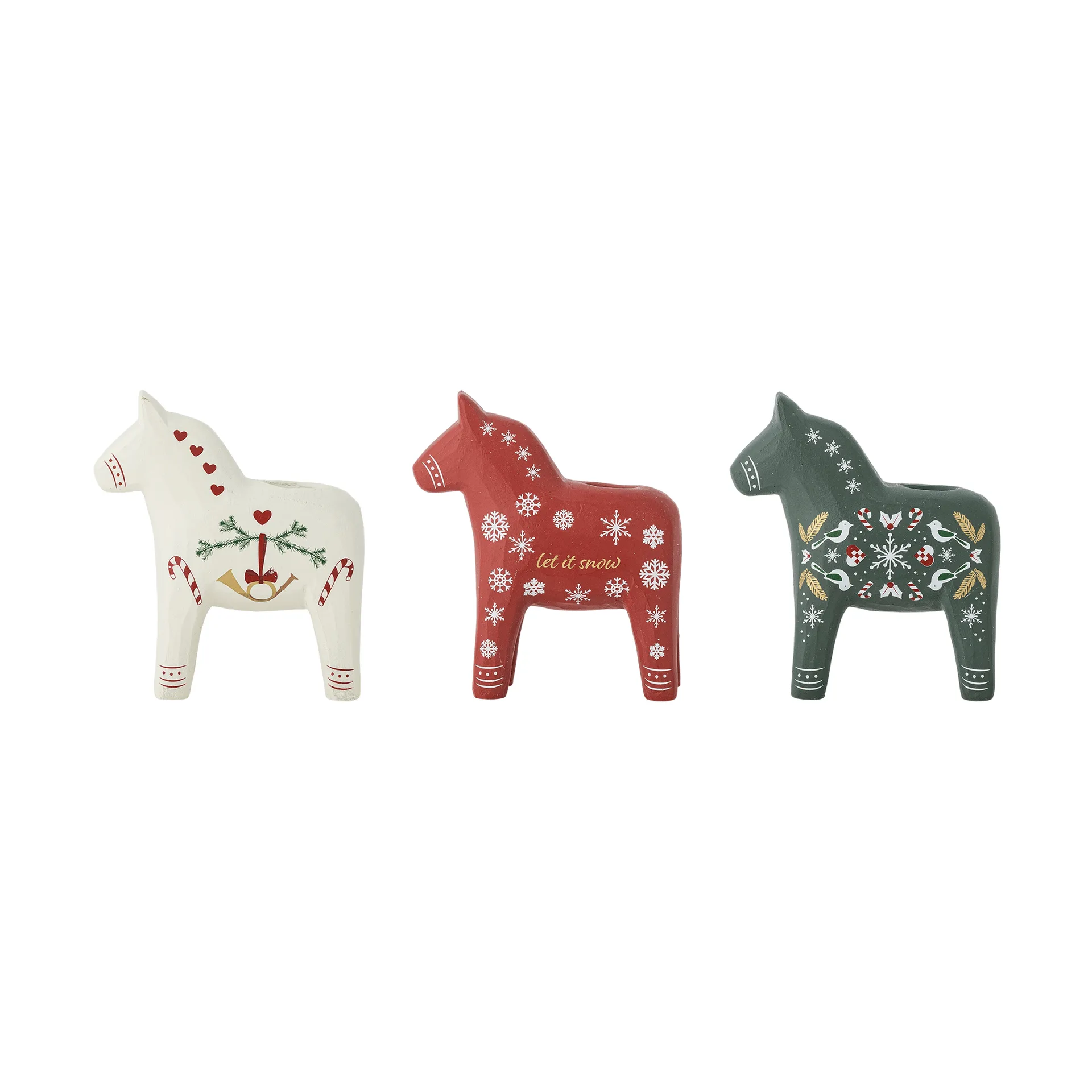 Number candle holder, White-red-green, 3 pieces, 10 cm Bloomingville
