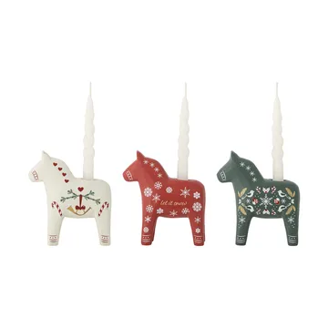 Number candle holder - White-red-green, 3 pieces, 10 cm - Bloomingville