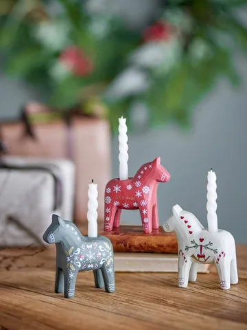 Number candle holder - White-red-green, 3 pieces, 10 cm - Bloomingville