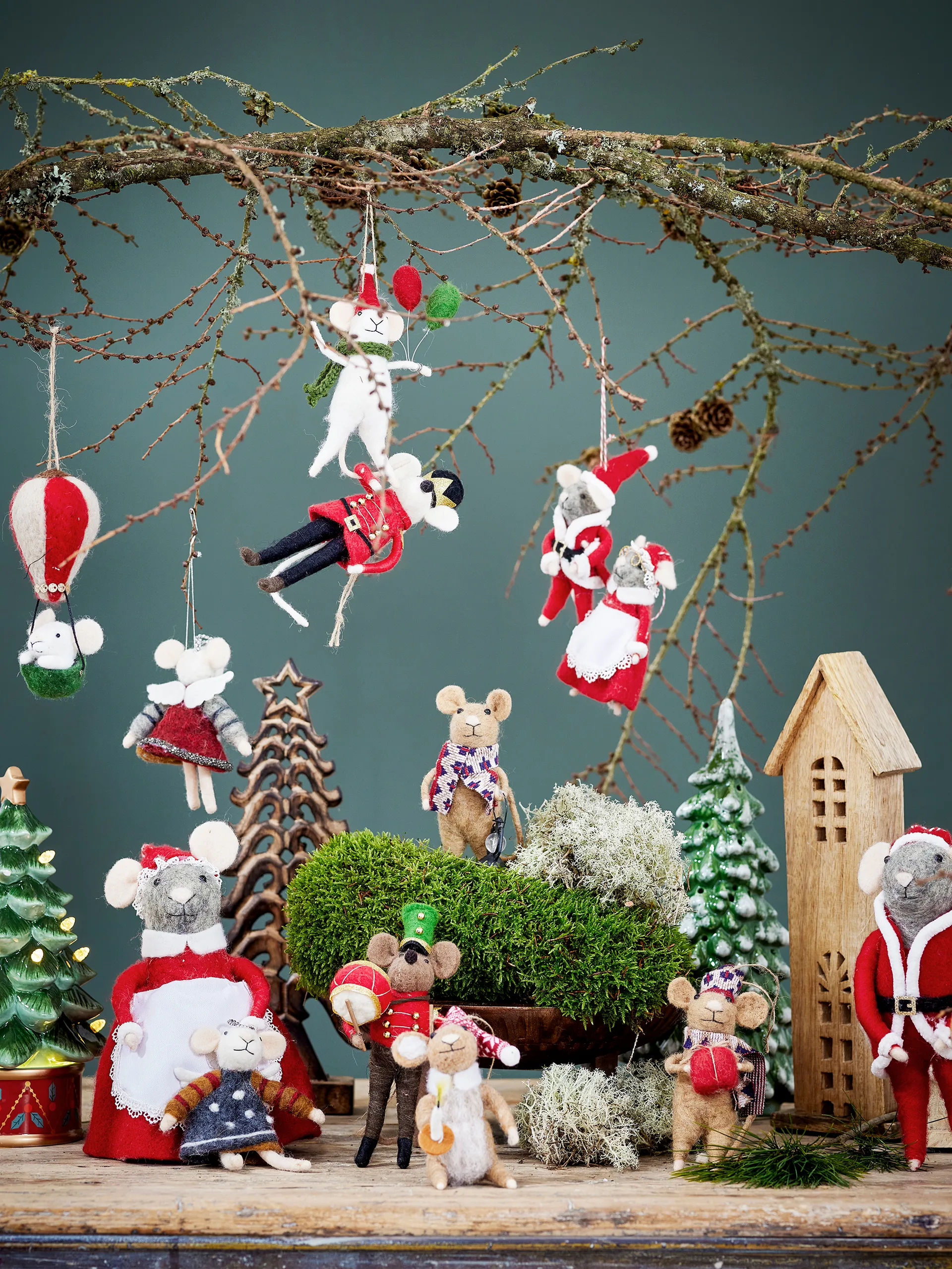 Peo Christmas tree decorations wool 2 pieces, Red Bloomingville
