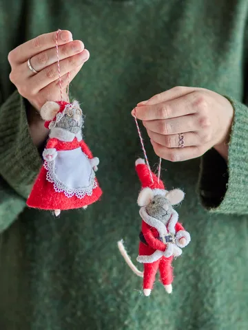 Peo Christmas tree decorations wool 2 pieces - Red - Bloomingville