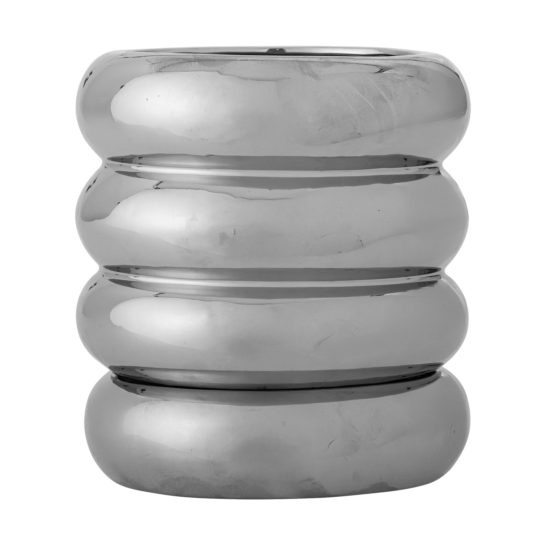 Shine pot with saucer, Silver, 16x18 cm Bloomingville