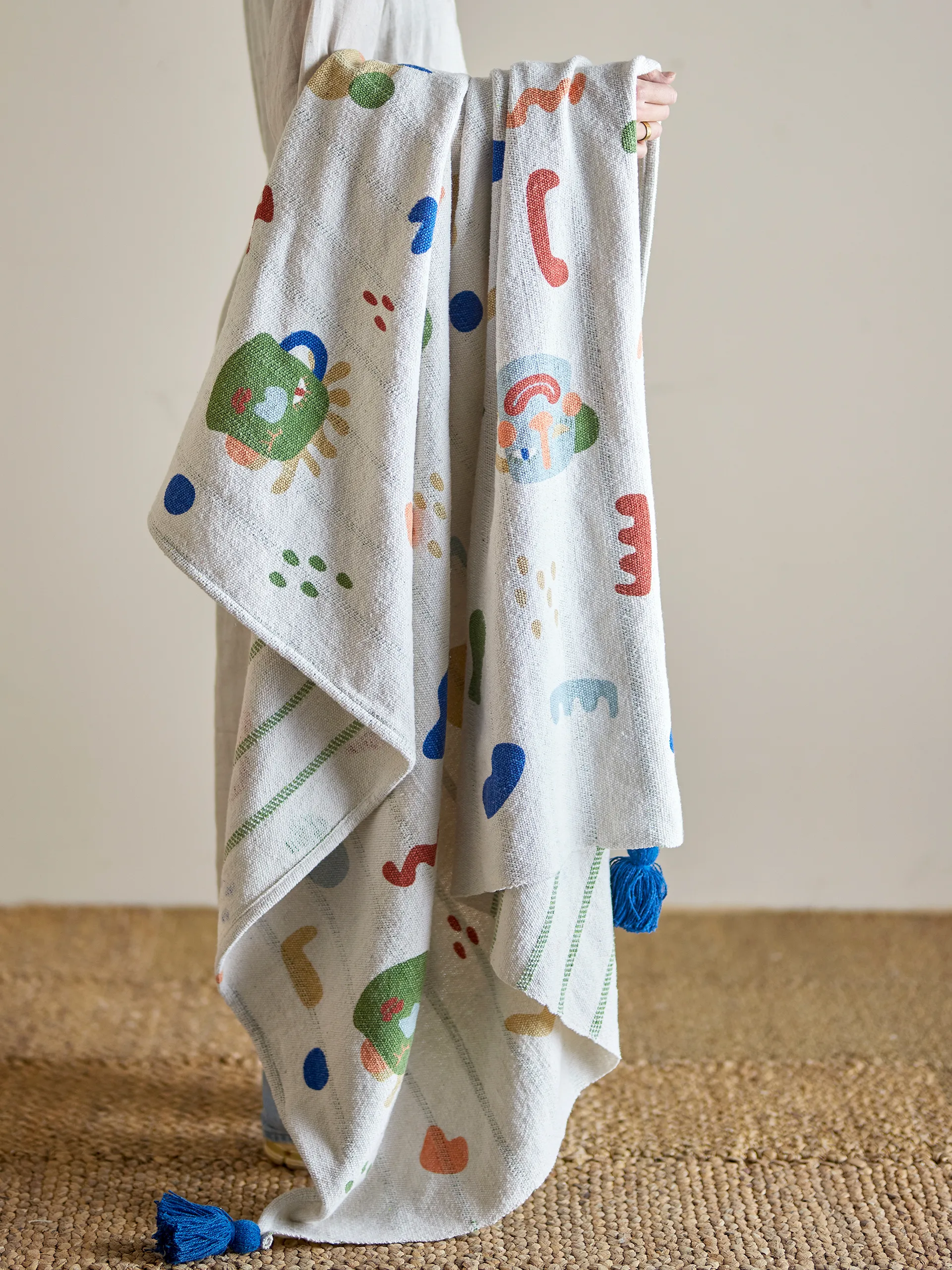 Sylvie cotton throw 160x130 cm, Natural Bloomingville