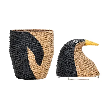 Tazia storage basket with lid Ø37x69 cm - Black - Bloomingville