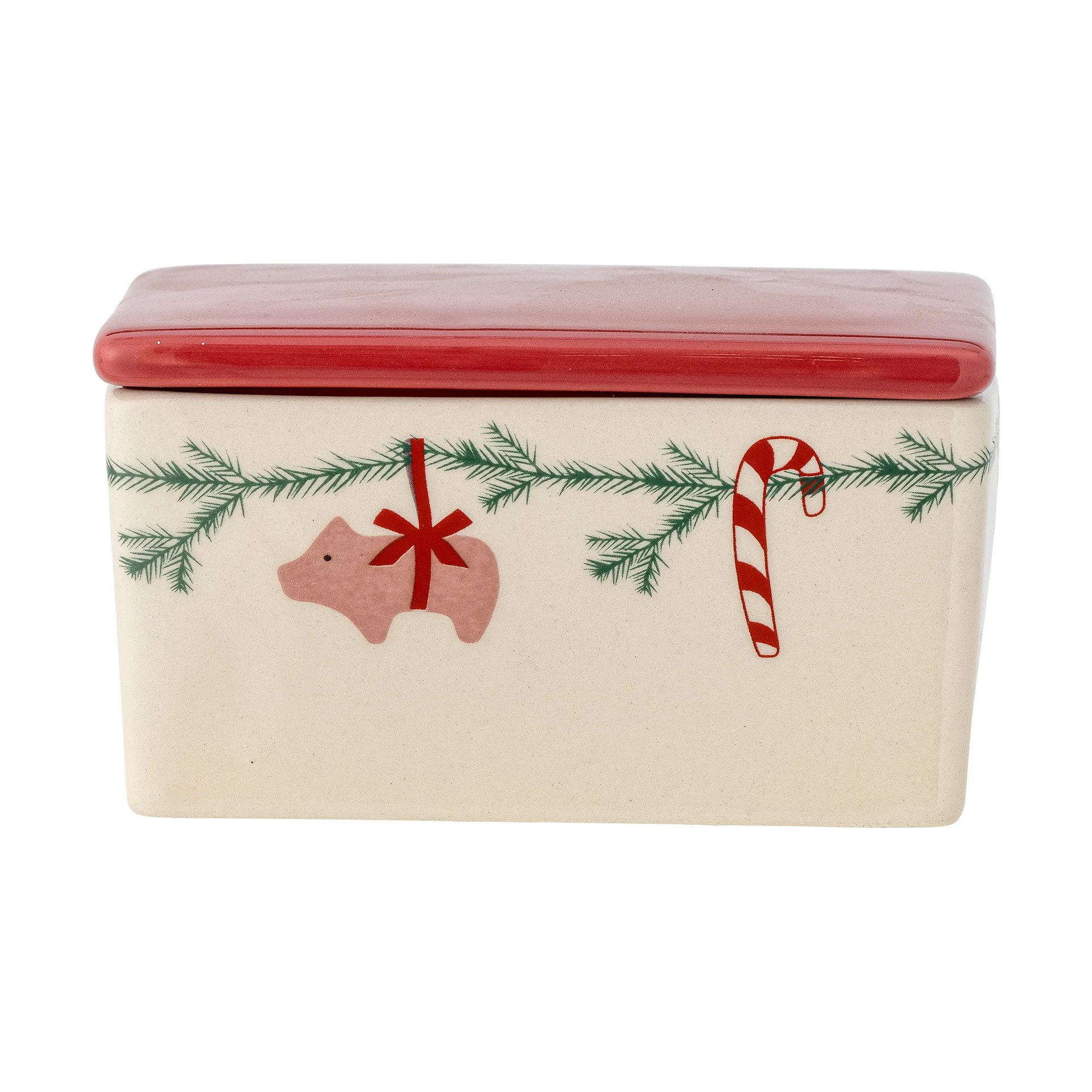 Yule butter dish 12.5x7 cm, White-red Bloomingville
