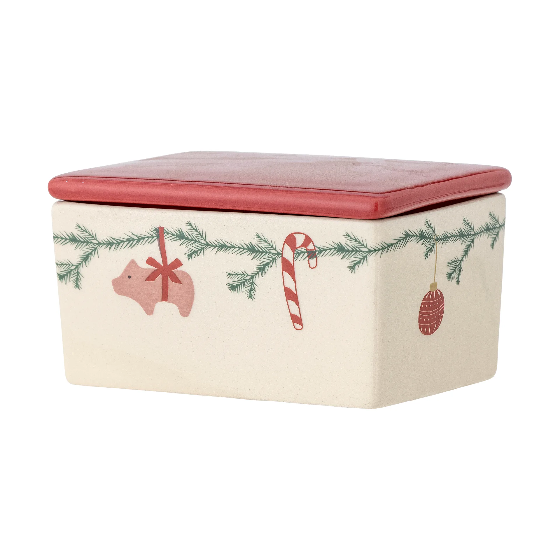 Yule butter dish 12.5x7 cm, White-red Bloomingville
