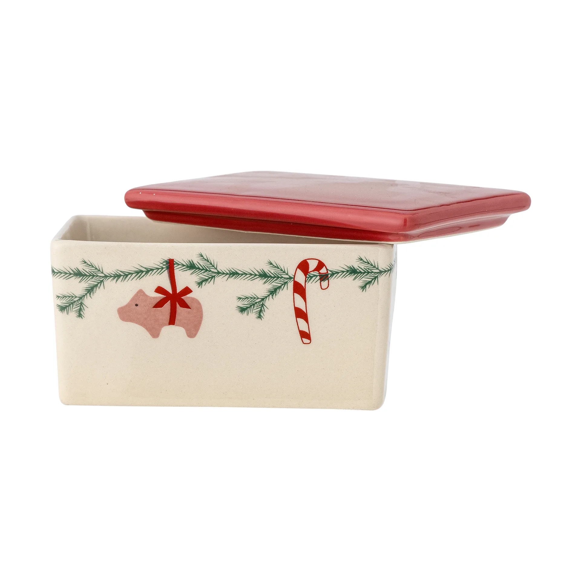 Yule butter dish 12.5x7 cm, White-red Bloomingville