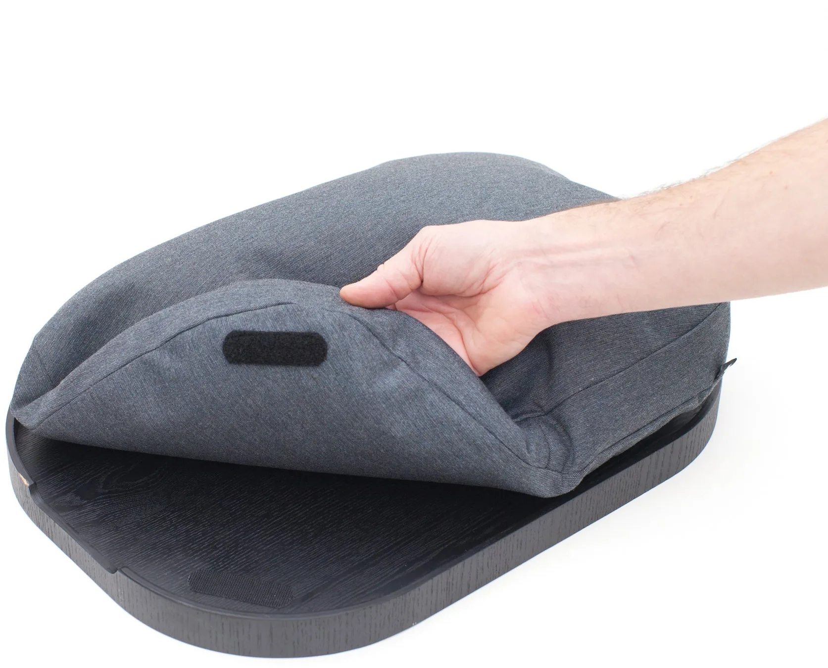 CurveLine™ anti-slip knee tray 47x34 cm, Black willow-grey Bosign