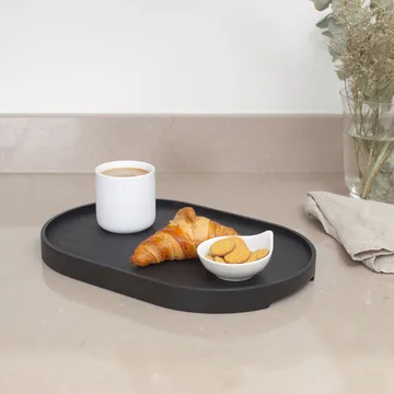 CurveLine™ Serving Tray anti-slip 39x26 cm - Black willow wood - Bosign