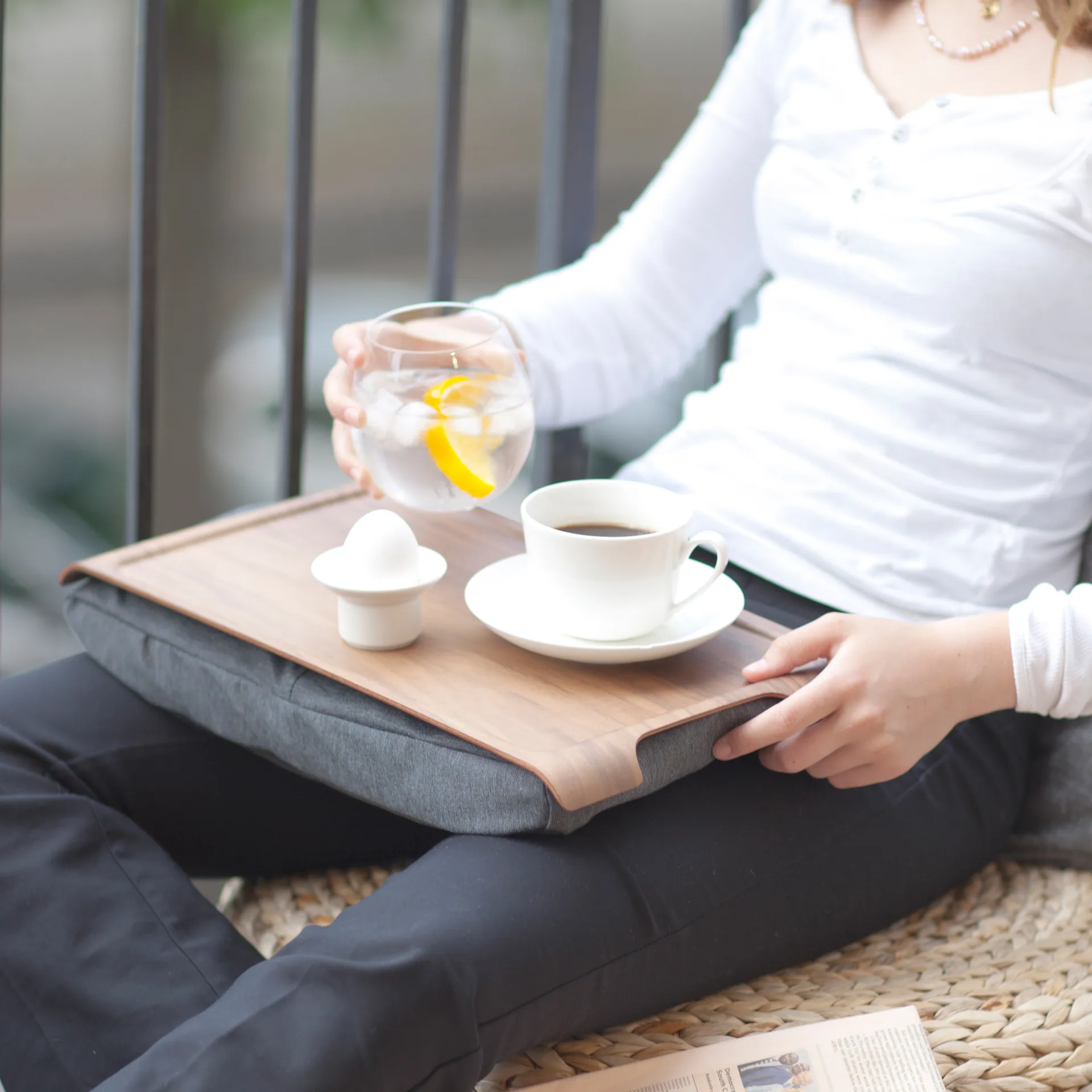 Lap tray mini, grey-wallnut Bosign