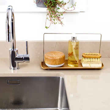 LEAF dish rack with dishcloth holder - Walnut-stainless steel - Bosign