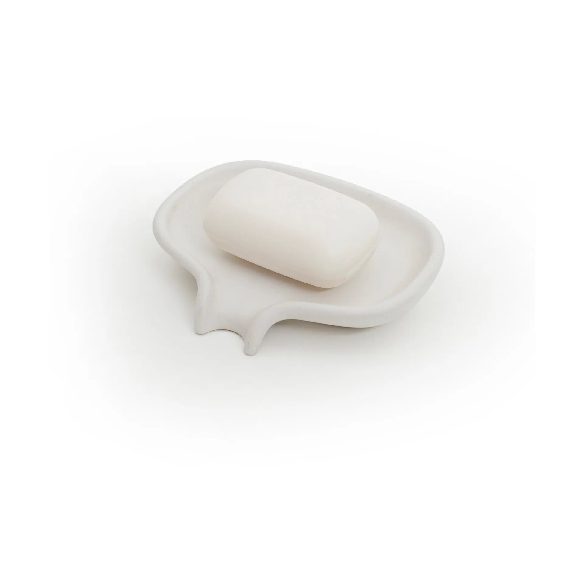 Soap Saver Flow soap dish with drainage spout concrete, White Bosign