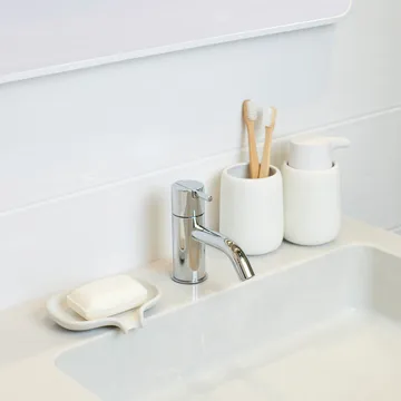 Soap Saver Flow soap dish with drainage spout concrete - White - Bosign