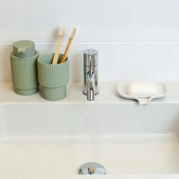 Soap Saver Flow soap dish with drainage spout concrete - White - Bosign