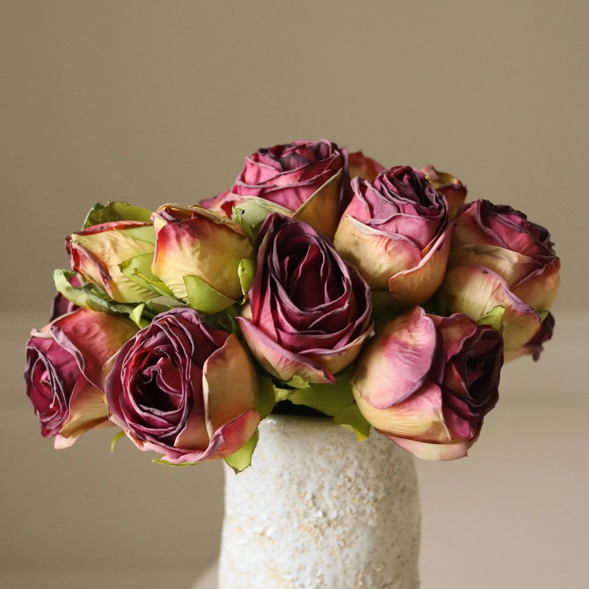 Artificial rose bouquet, Mini, red 10 pcs Botané