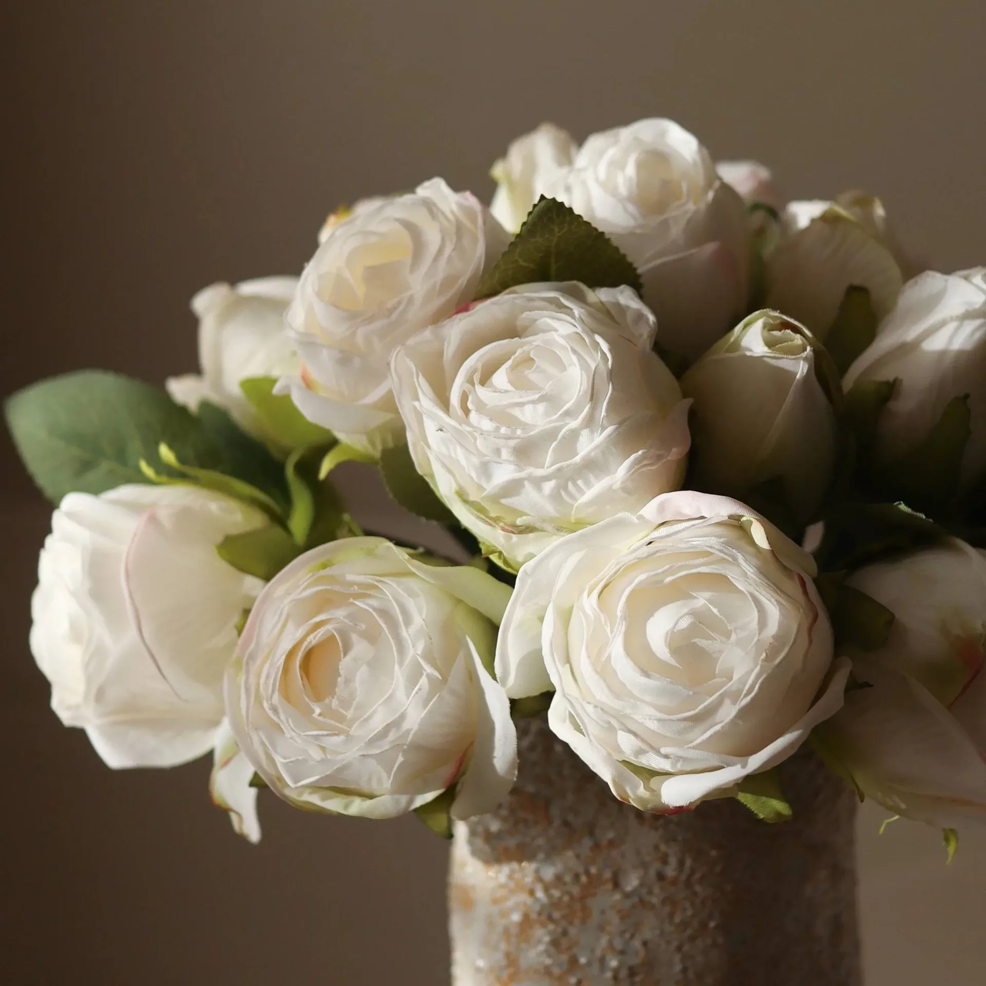 Artificial rose bouquet, Mini, white 10 pcs Botané