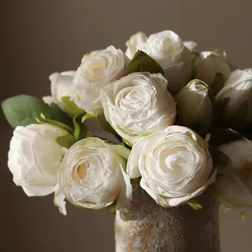 Artificial rose bouquet - Mini, white 10 pcs - Botané