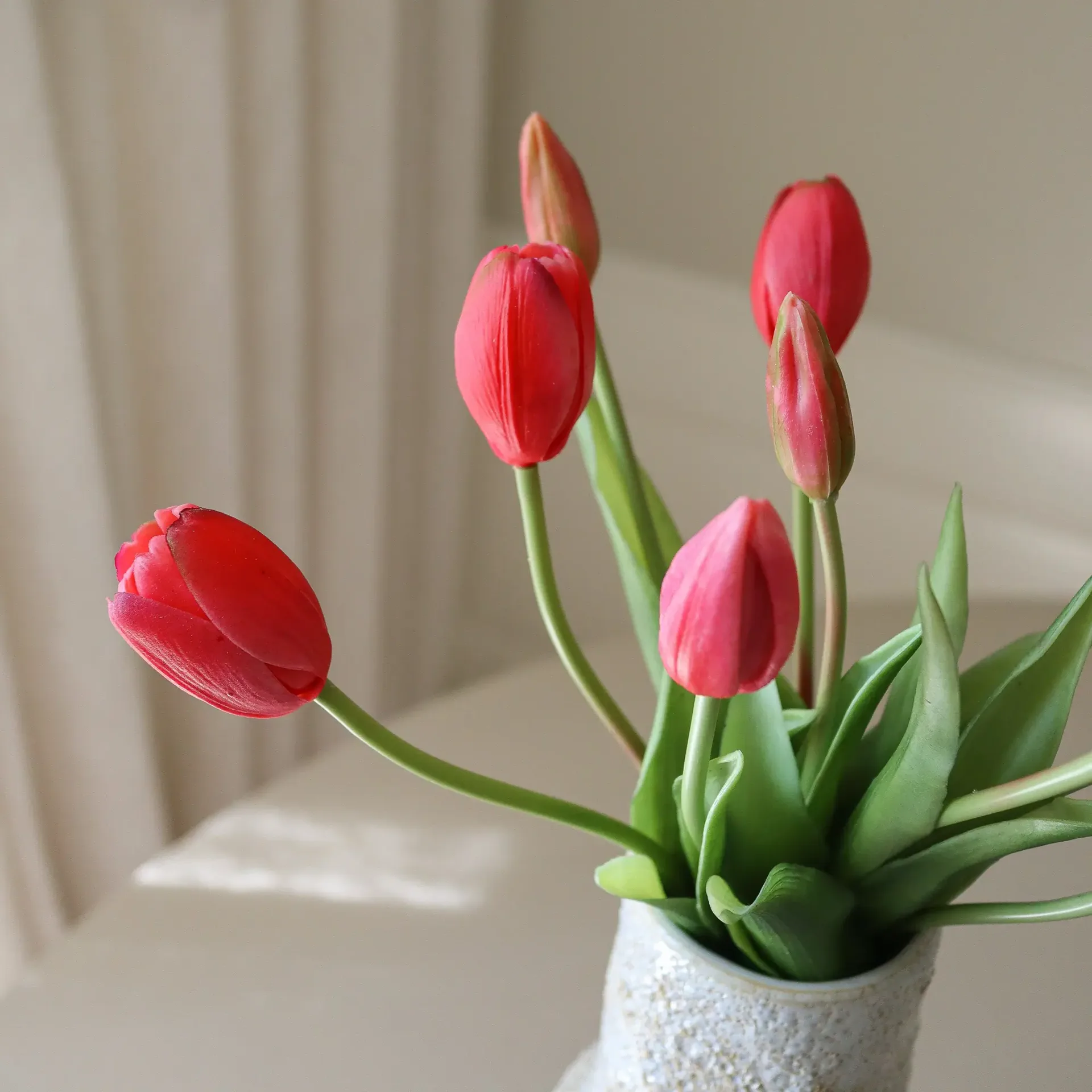 Artificial tulip bouquet, Light red, 5 pcs Botané
