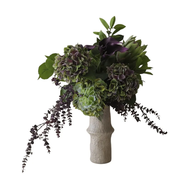 Aubergine Bloom artificial bouquet - Calla–hydrangea–king protea, 106 cm, 12 pcs - Botané