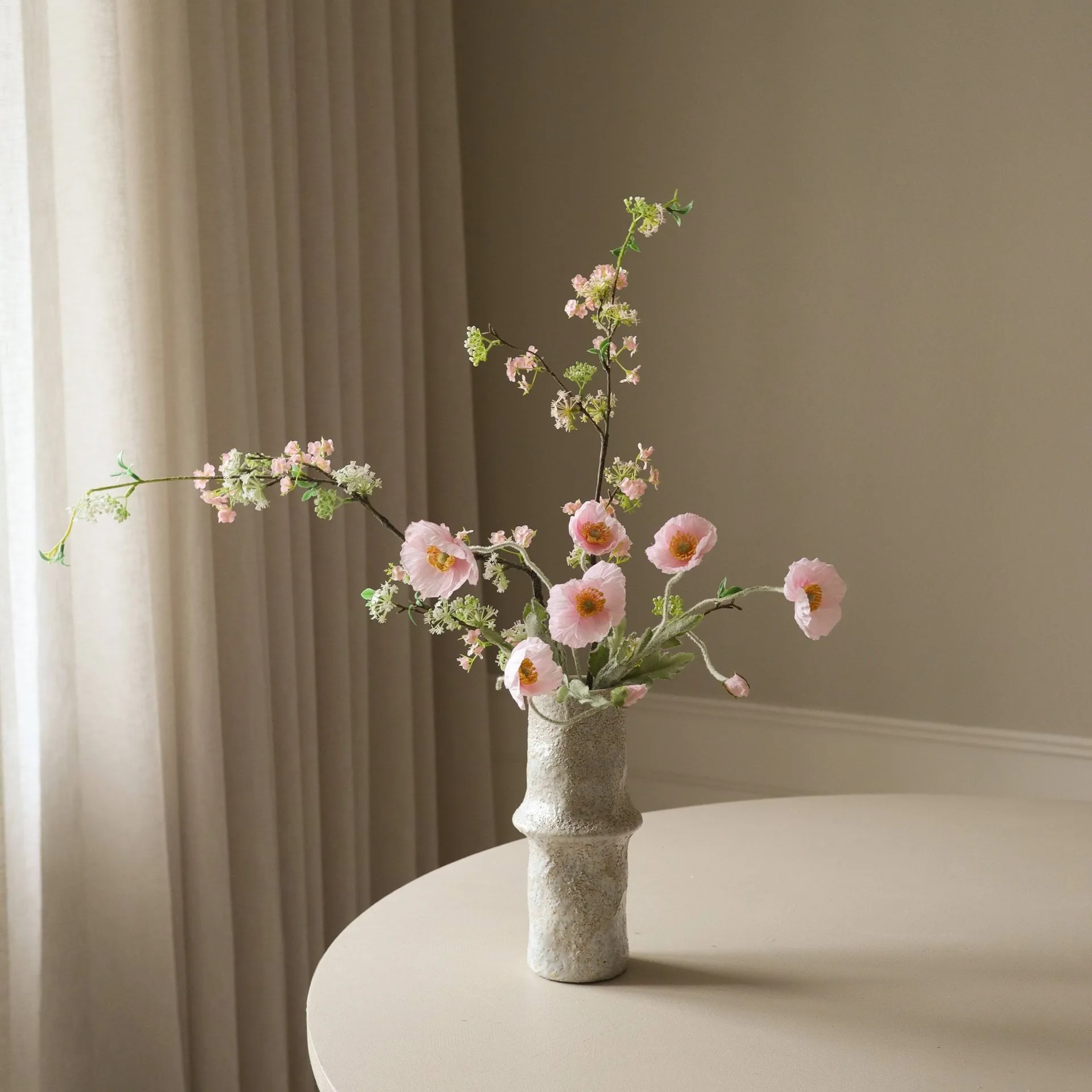 Blossom Veil artificial bouquet, Poppy, grey willow Botané