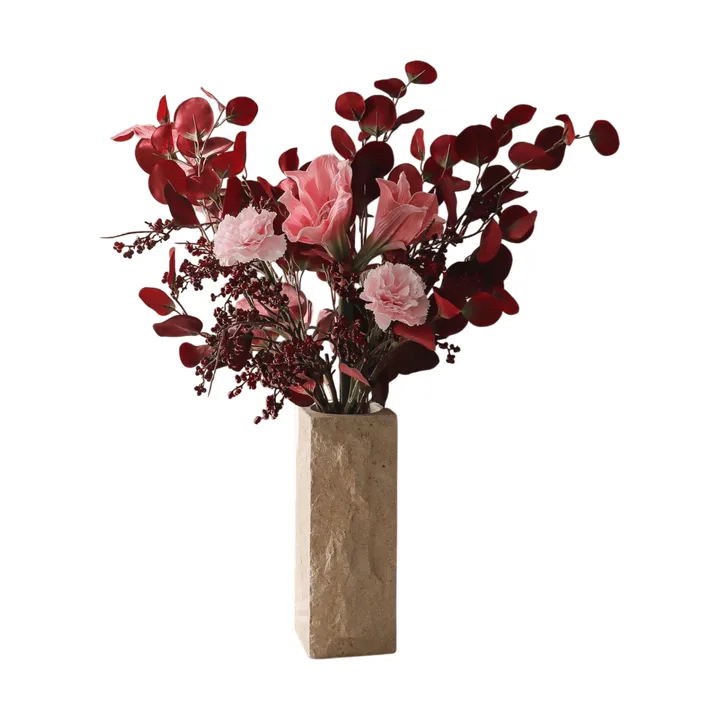 Burgundy blush artificial bouquet - Amaryllis, carnation, berry branches, eucalyptus, 84 cm - Botané