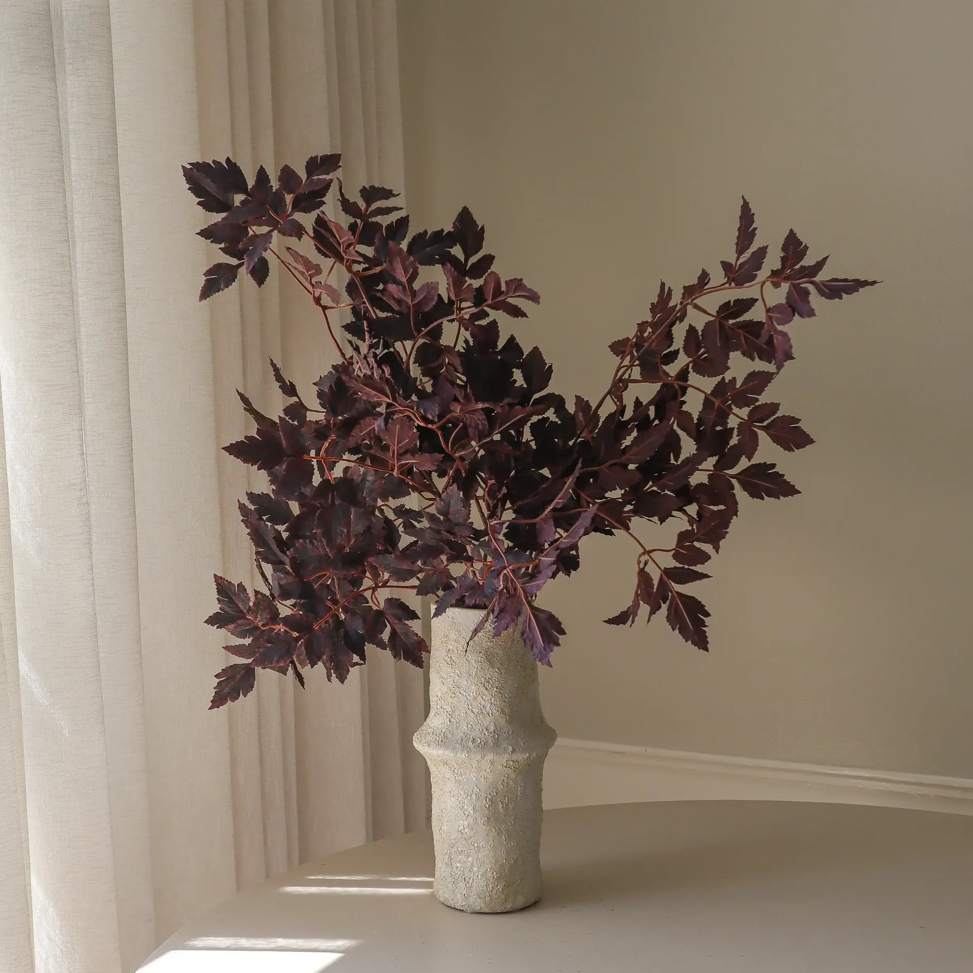 Burgundy Plum Leaves artificial bouquet, 85 cm, 4 pcs Botané