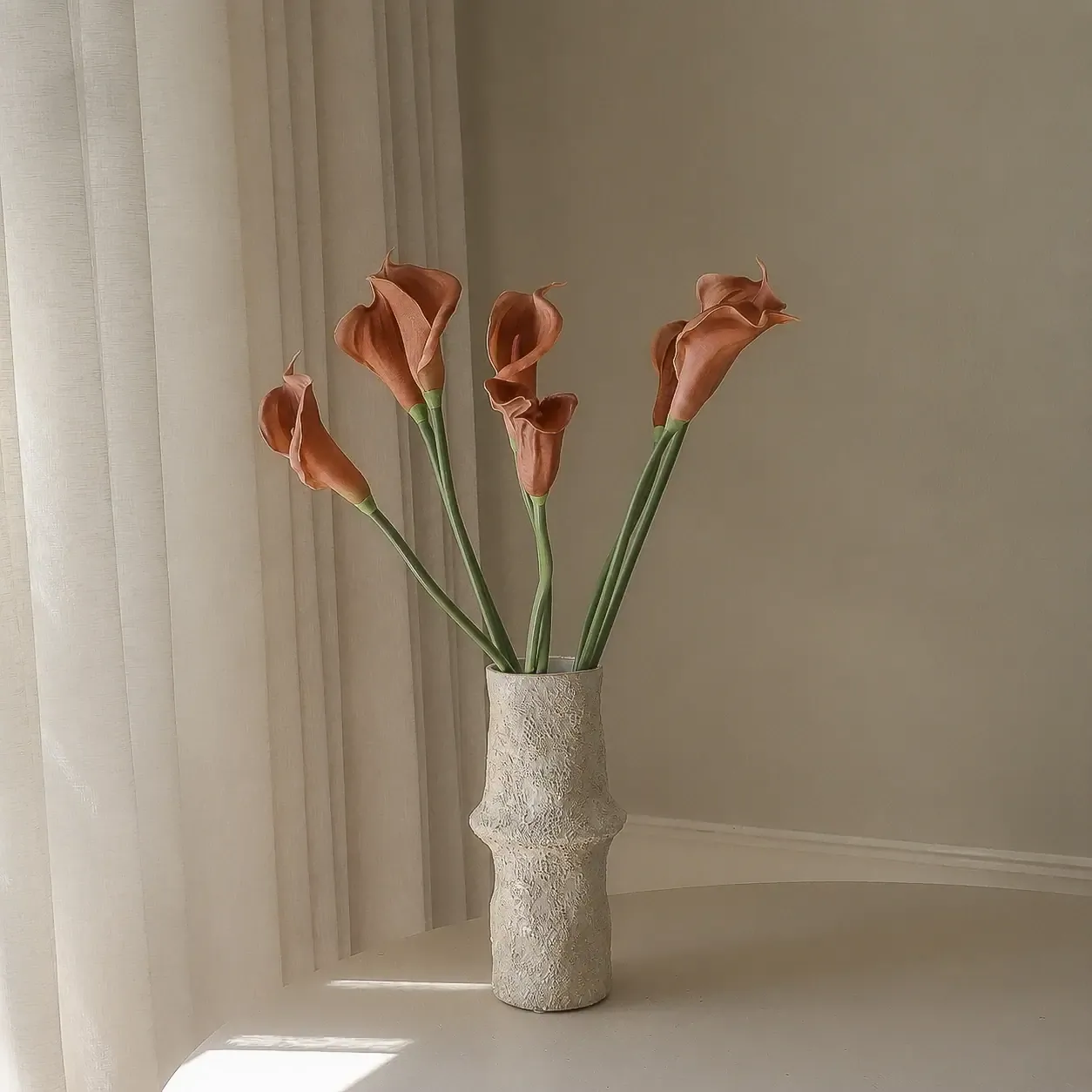 Calla lily artificial bouquet, Brown, 62 cm, 8 pcs Botané