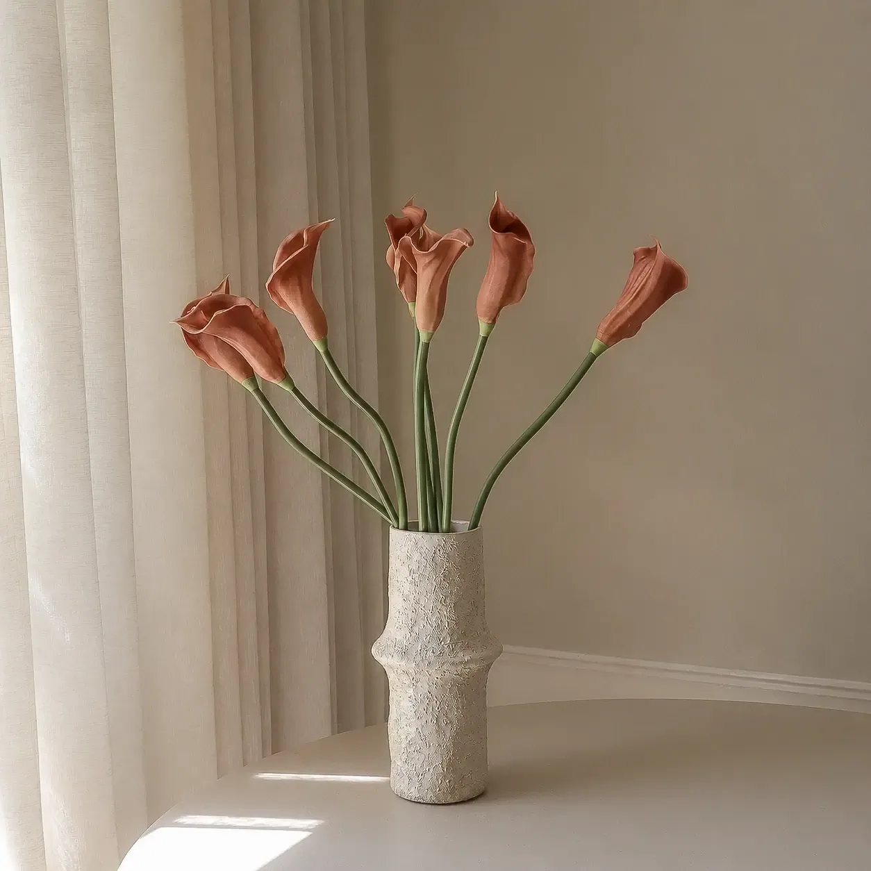 Calla lily artificial bouquet, Brown, 62 cm, 8 pcs Botané