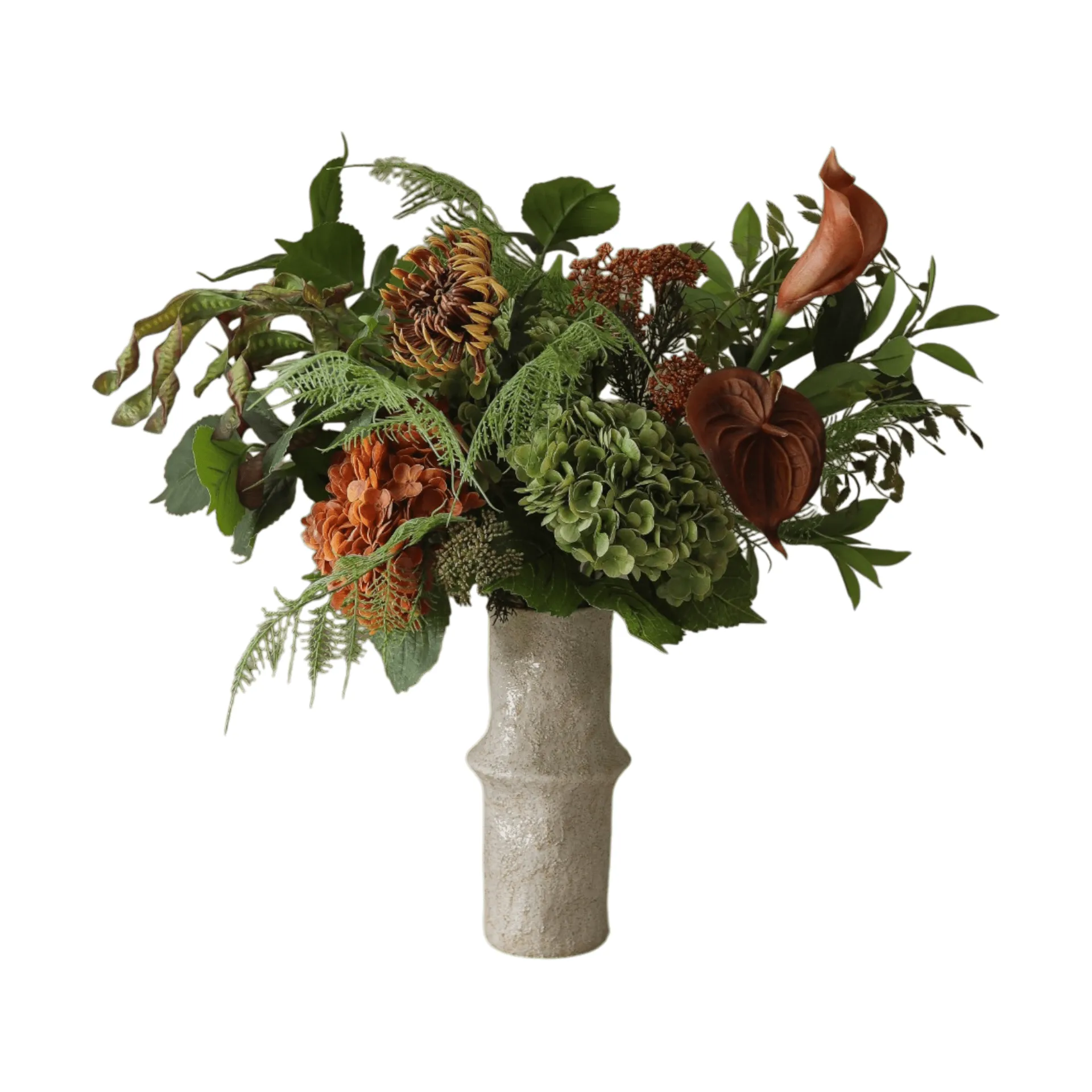 Cedar Grove artificial bouquet, Hydrangea–semi-cactus dahlia–calla, 90 cm, 14 pcs Botané