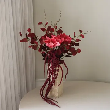 Deep bloom artificial bouquet - Amaryllis, eucalyptus, amaranth, branches, 120 cm - Botané