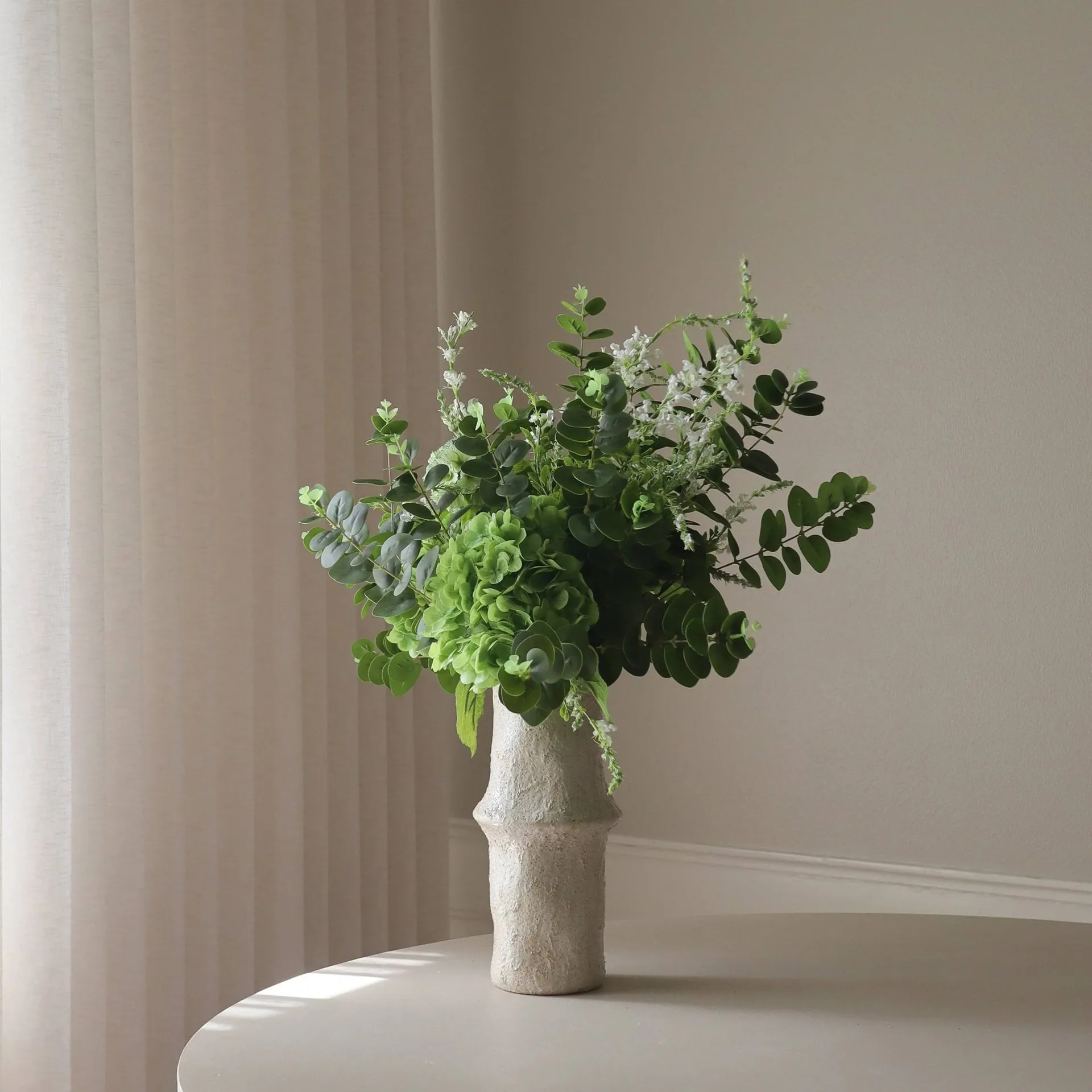 Deep Green artificial bouquet, Hydrangea-wildflowers-eucalyptus-scabious stem 15 pcs Botané